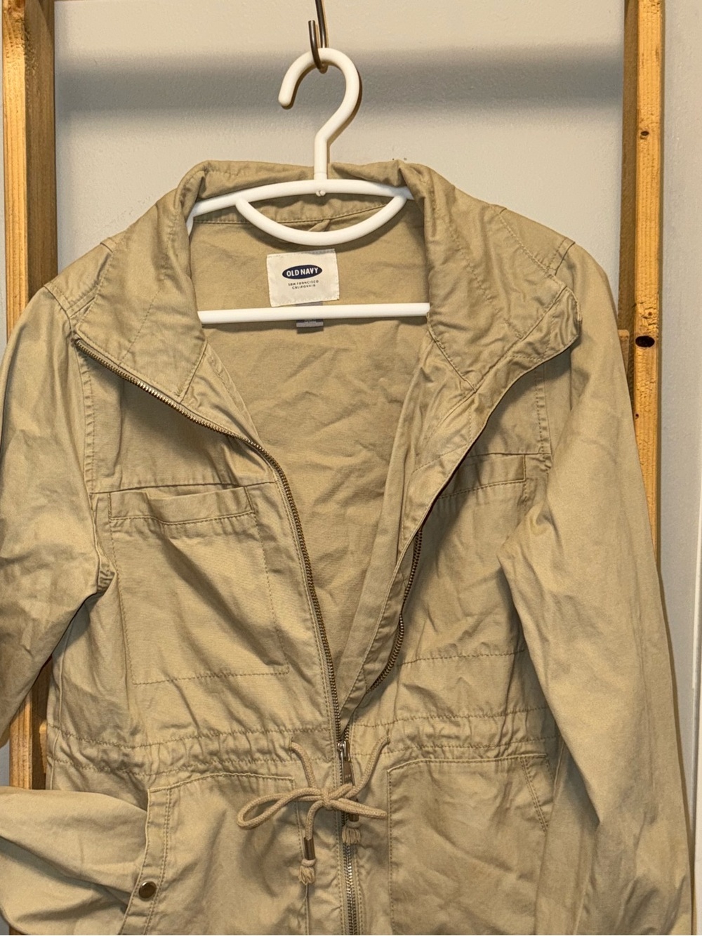 Old Navy Beige Drawstring Utility Jacket - Picture 11 of 12